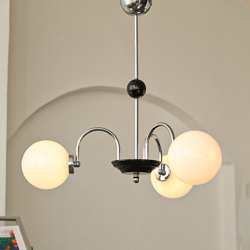 Luci a sospensione sferica Moderna luce a sospensione con soffitto in vetro bianco per camera da letto