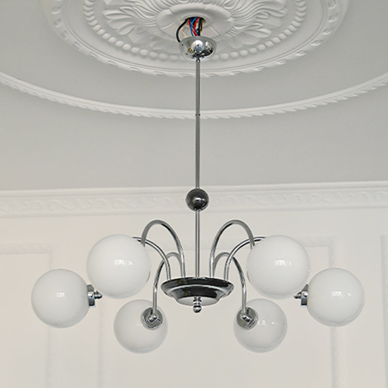 Luci a sospensione sferica Moderna luce a sospensione con soffitto in vetro bianco per camera da letto
