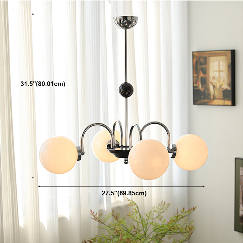 Luci a sospensione sferica Moderna luce a sospensione con soffitto in vetro bianco per camera da letto