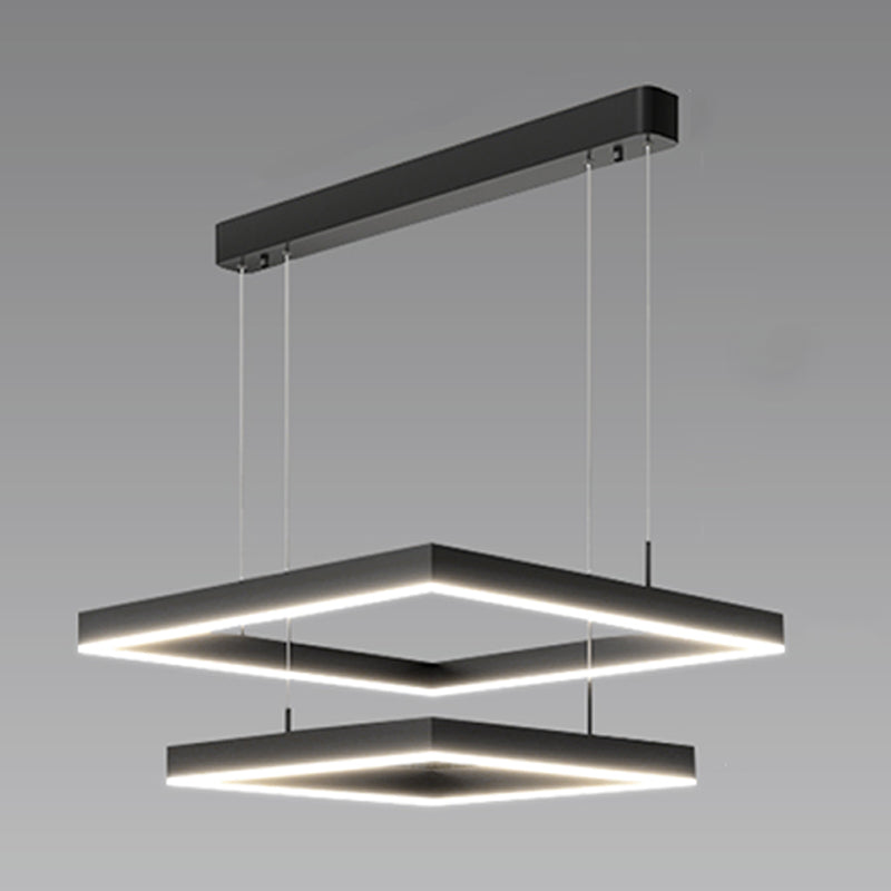 Luces colgantes colgantes de aluminio lámparas de colgación negras modernas de 2 niveles para sala de estar