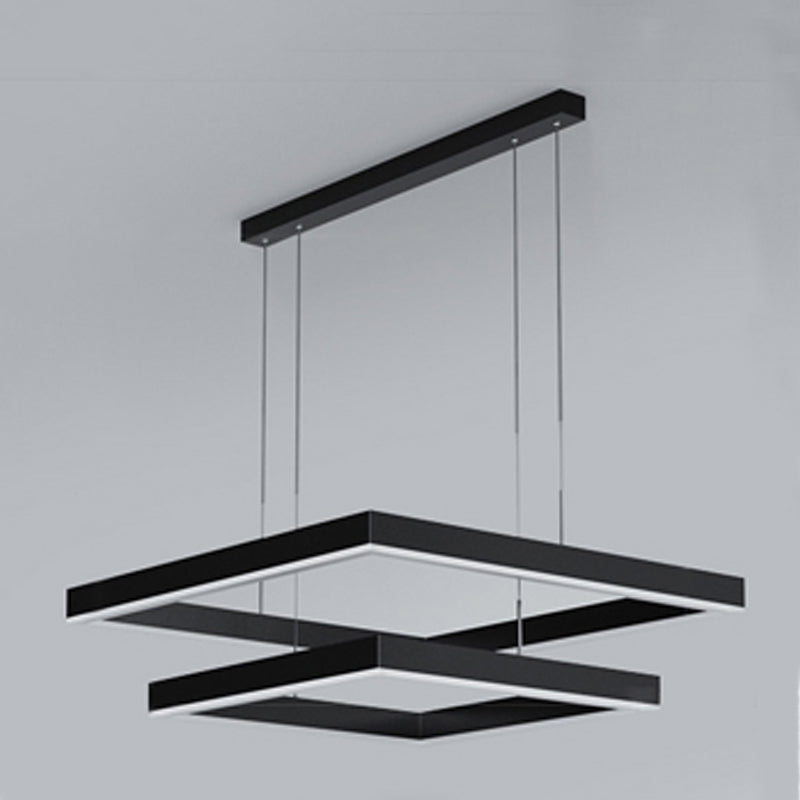 Luces colgantes colgantes de aluminio lámparas de colgación negras modernas de 2 niveles para sala de estar