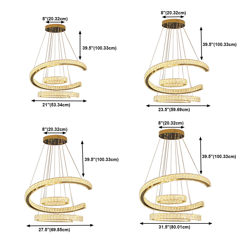 Contemporary Ceiling Pendant Light Crystal Ceiling Hung Fixtures for Living Room