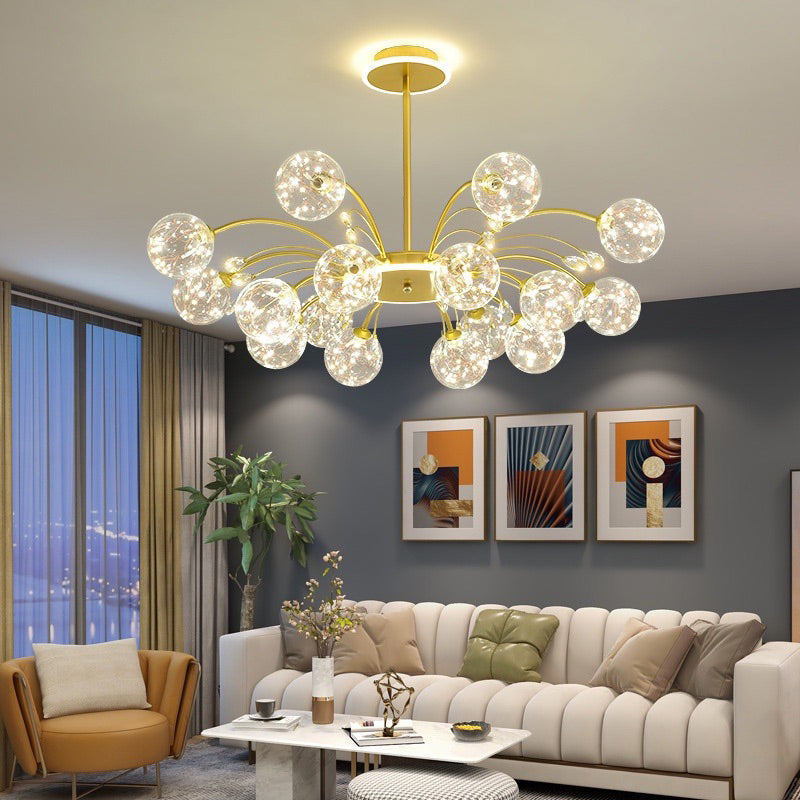 Contemporary Glass Pendant Light Spherical Hanging Light Kit for Living Room