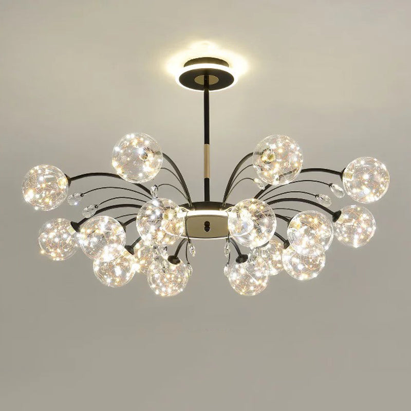 Contemporary Glass Pendant Light Spherical Hanging Light Kit for Living Room