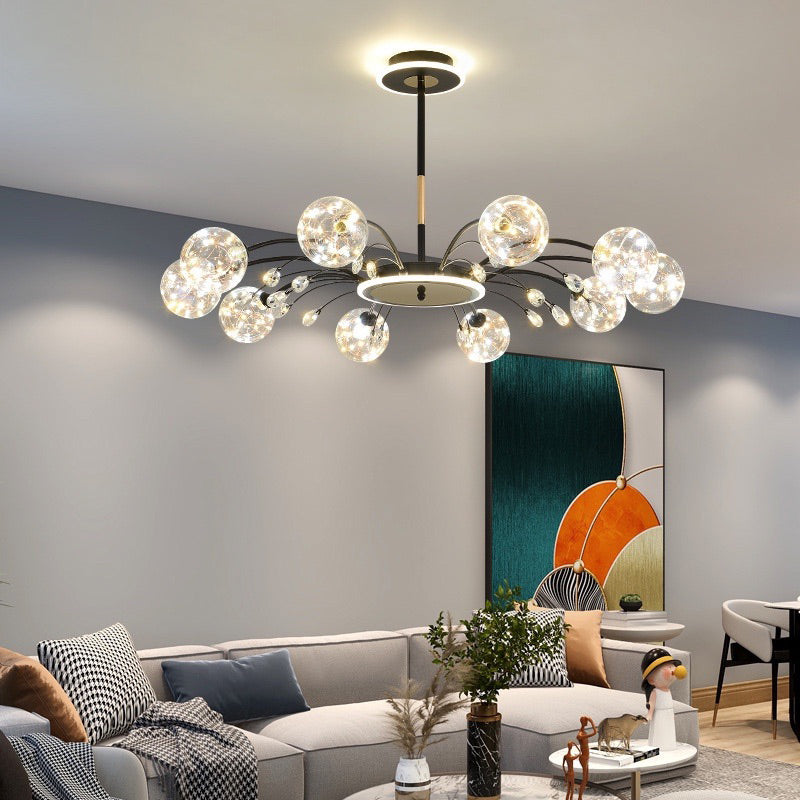 Contemporary Glass Pendant Light Spherical Hanging Light Kit for Living Room