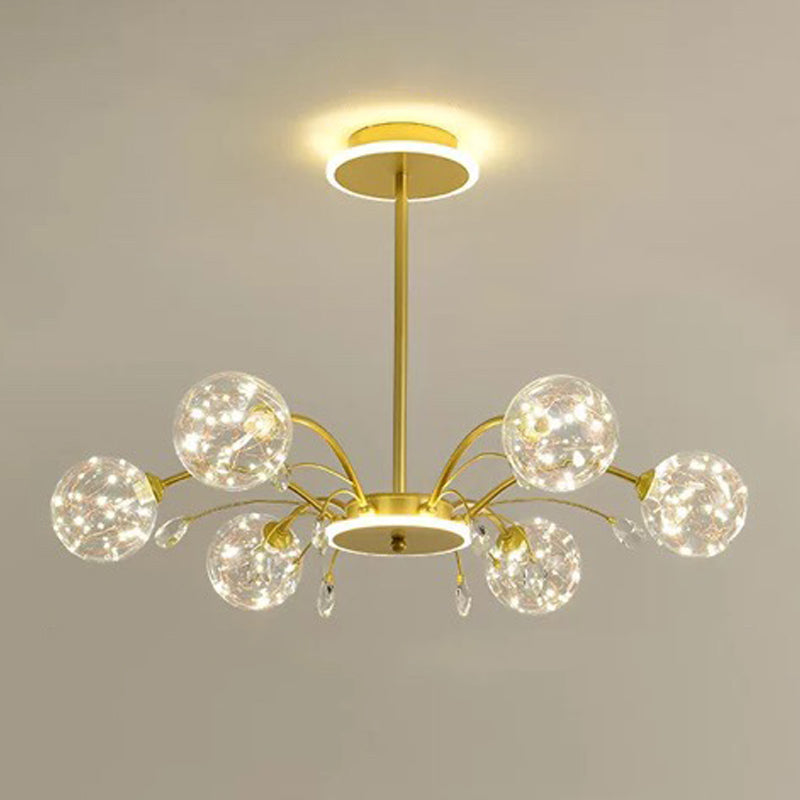 Contemporary Glass Pendant Light Spherical Hanging Light Kit for Living Room