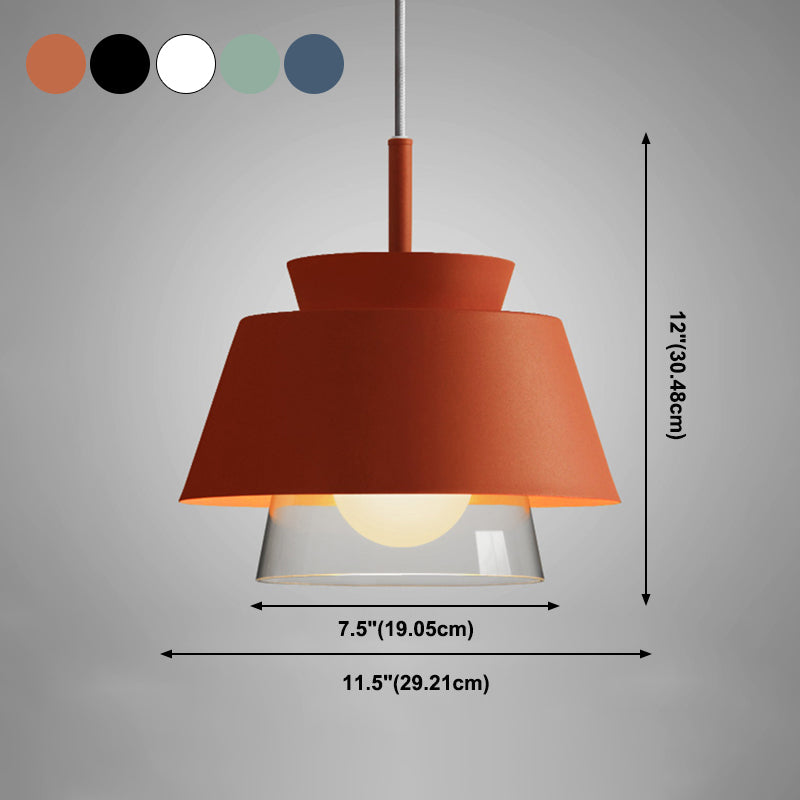 Metal Barrel Hanging Lights Modern Macaron Style 1 Light Pendant Light pour salle à manger