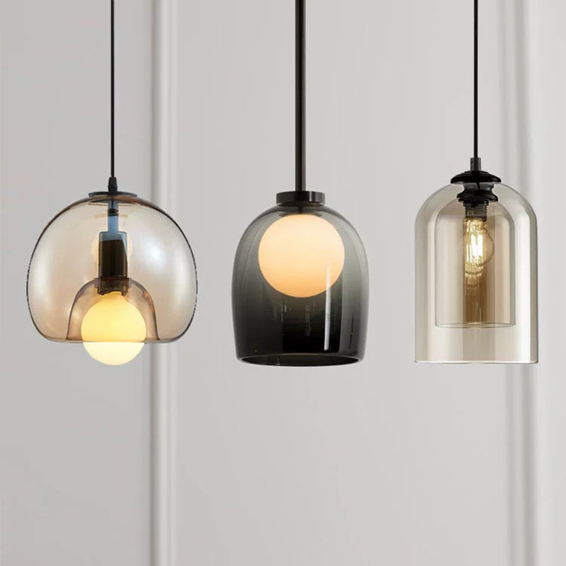 1 éclairage de verre de style moderne suspendu léger pour le salon