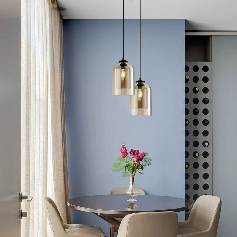 1 éclairage de verre de style moderne suspendu léger pour le salon