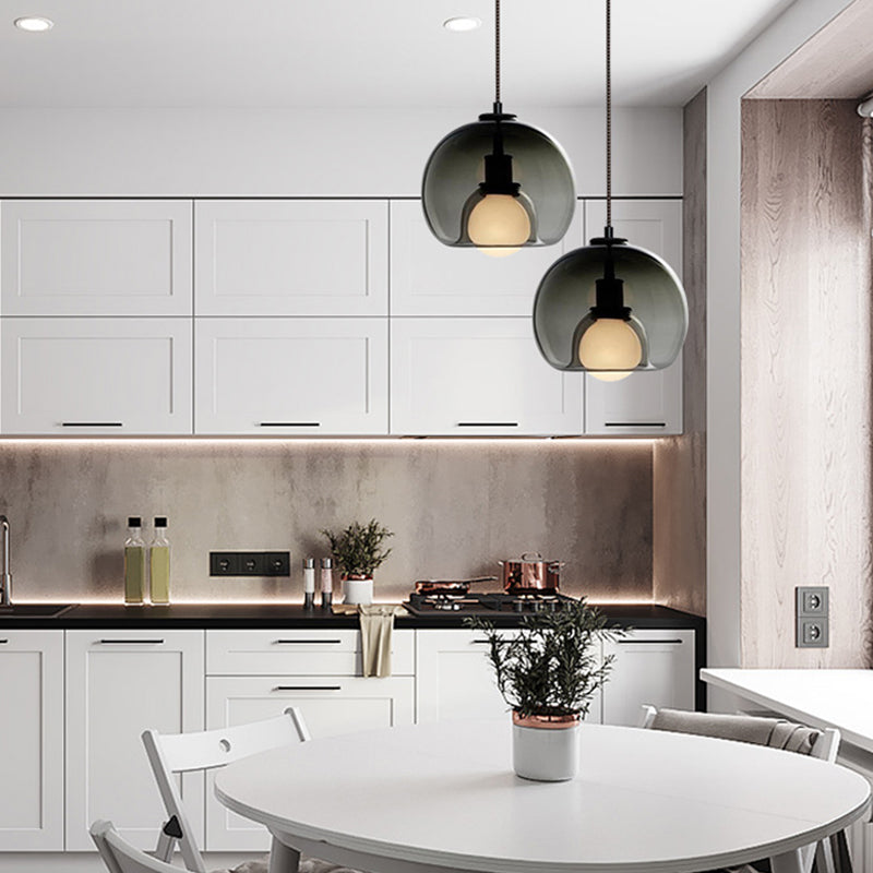 1 éclairage de verre de style moderne suspendu léger pour le salon