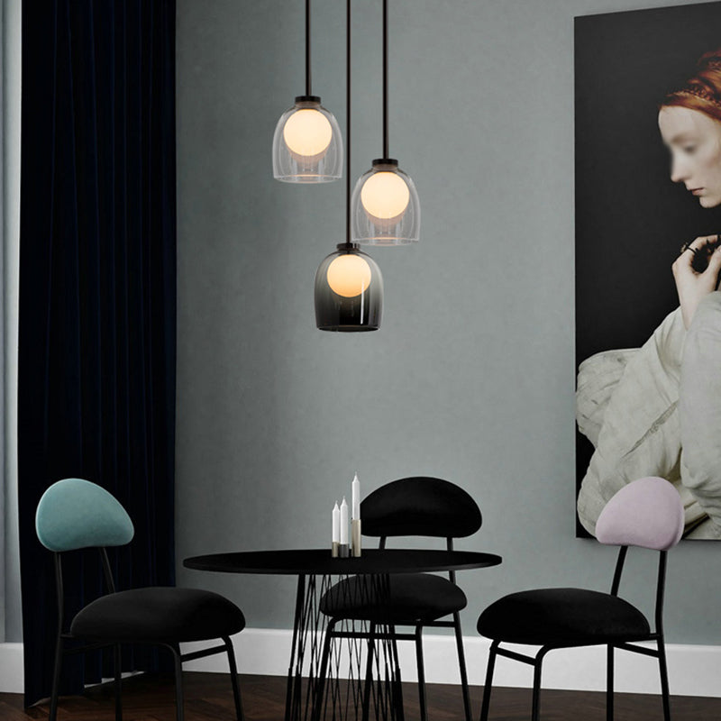 1 éclairage de verre de style moderne suspendu léger pour le salon