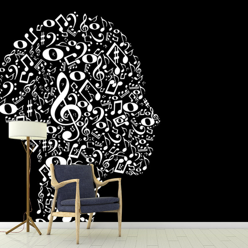 Modern Illustration Mural Wallpaper Musical Note Indoor Wall Mural
