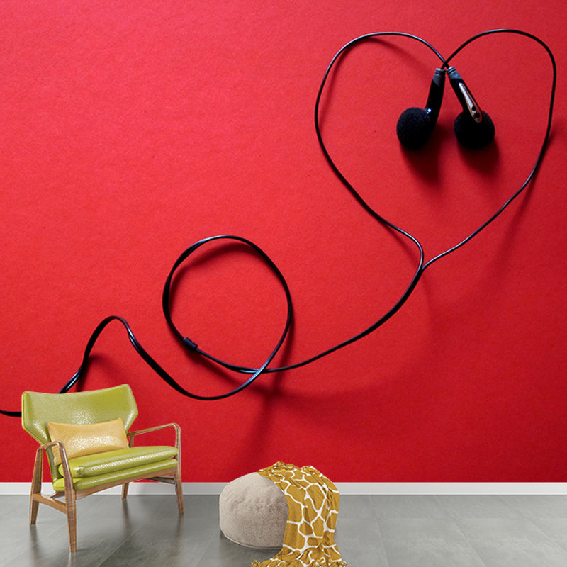 Washable Stain Resistant Wall Mural Wallpaper Headphones Sitting Room Wall Mural