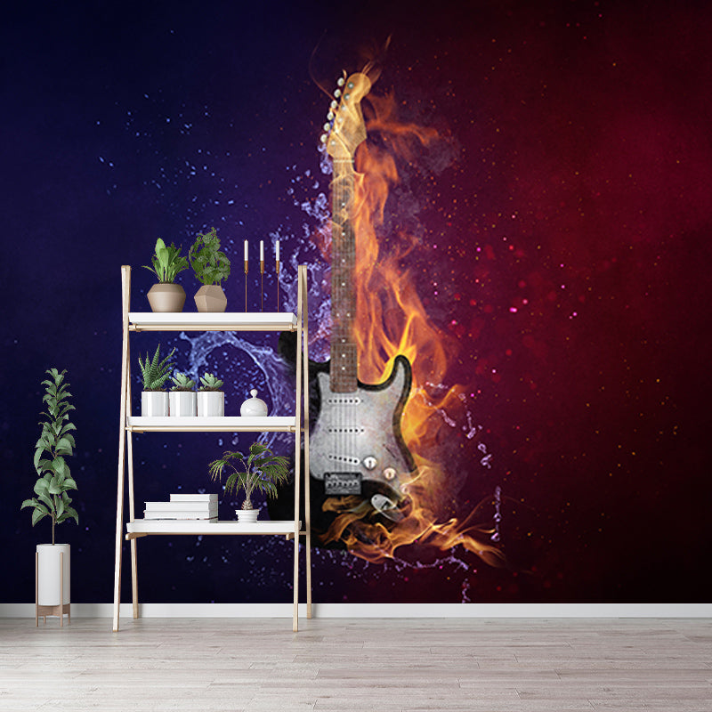 Guitar Mildew Resistant Mural Wallpaper Sleeping Room Wall Mural