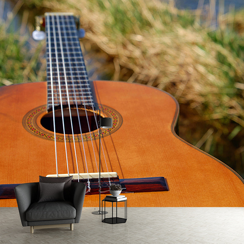 Guitar Mildew Resistant Mural Wallpaper Sleeping Room Wall Mural