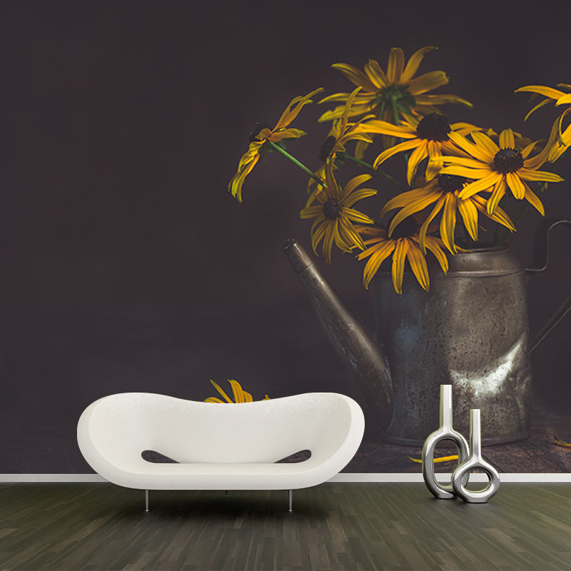 Eco-friendly Wall Mural Wallpaper Daisy Photography Sitting Room Wall Mural