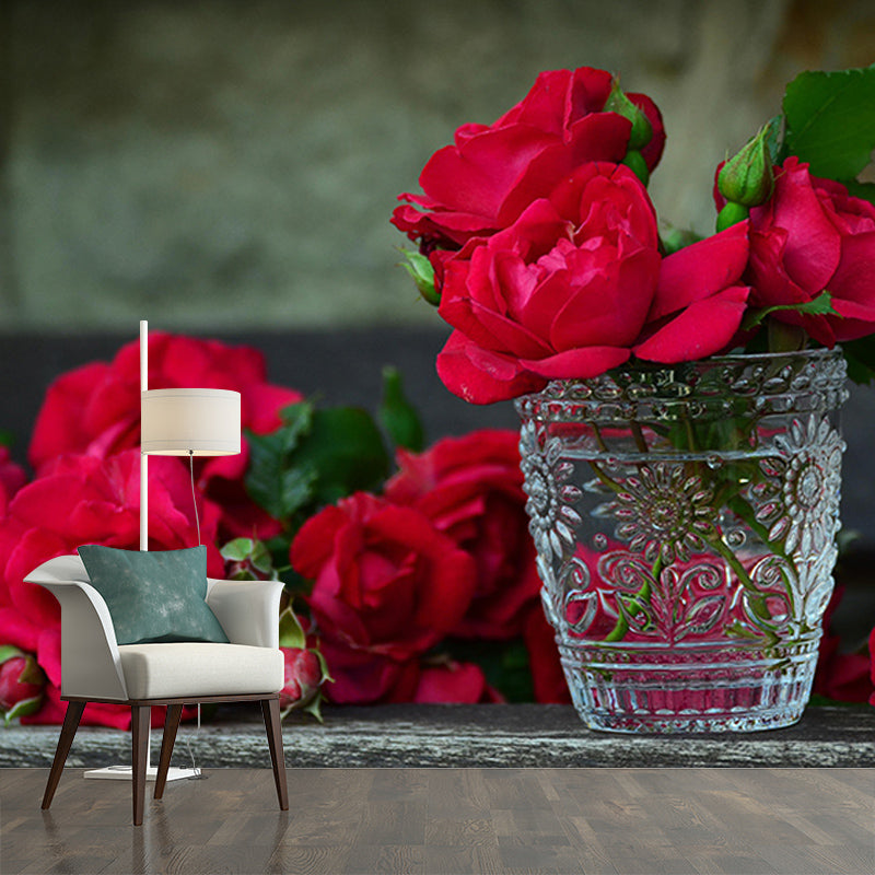 Photography Stain Resistant Mural Wallpaper Roses Living Room Wall Mural