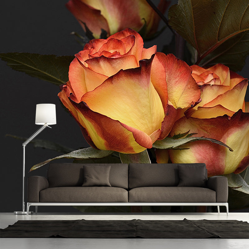 Roses Resistant Mural Wallpaper Environment Friendly Sleeping Room Wall Mural