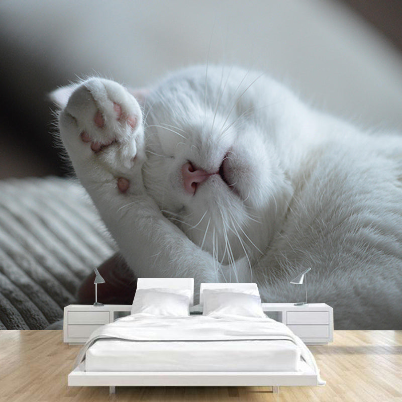 Washable Stain Resistant Wall Mural Wallpaper Pets Sitting Room Wall Mural