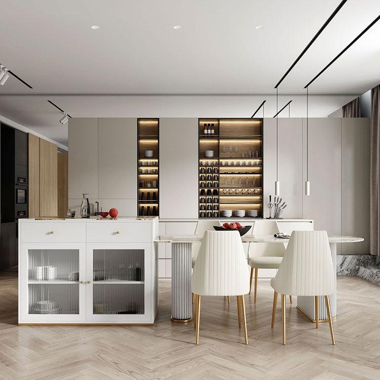 Sintered Stone Dining Table Traditional Luxury Dining Table with Double Pedestal Base