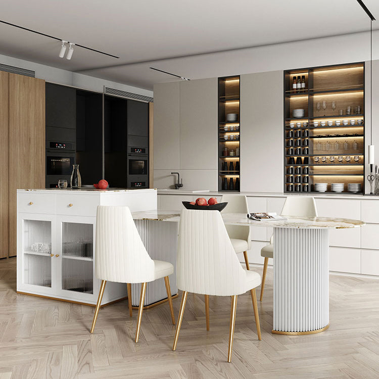 Sintered Stone Dining Table Traditional Luxury Dining Table with Double Pedestal Base