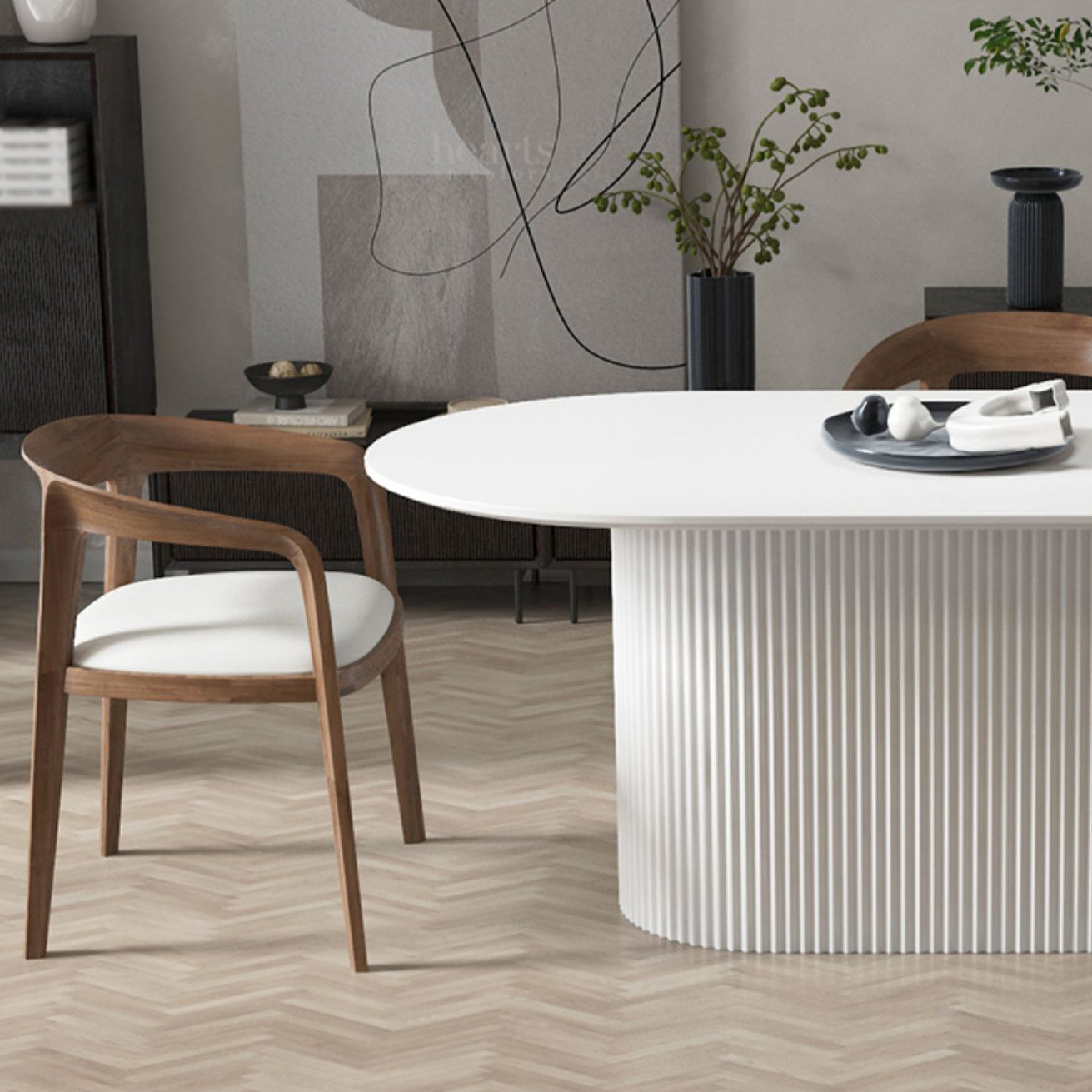 Oval Pedestal Base Dining Table Contemporary Dinette Table for Home