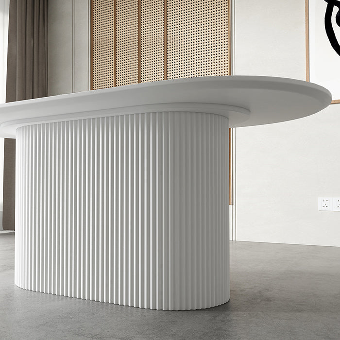 Oval Pedestal Base Dining Table Contemporary Dinette Table for Home