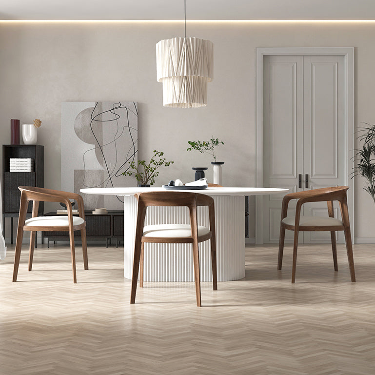 Oval Pedestal Base Dining Table Contemporary Dinette Table for Home