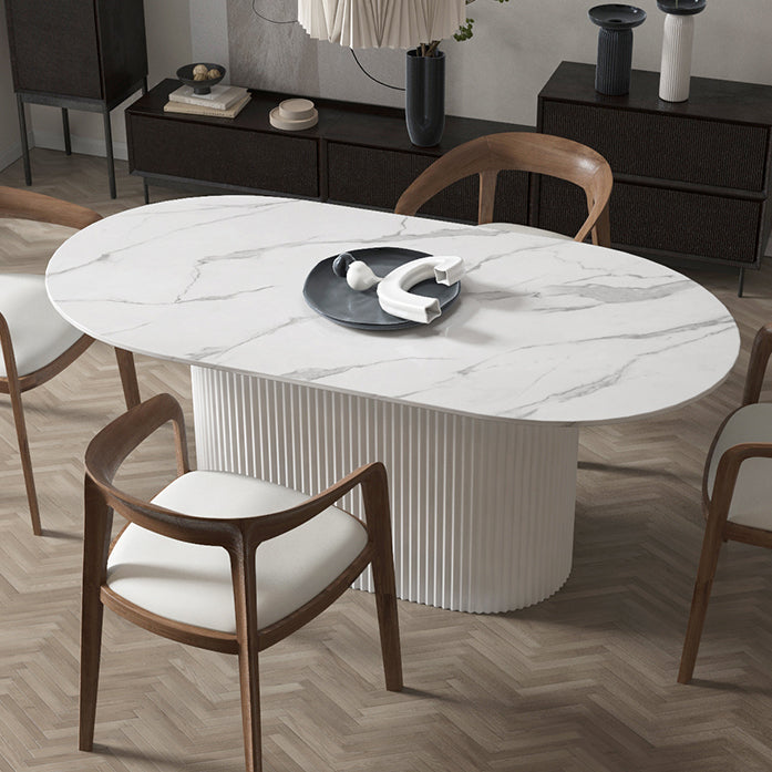 Oval Pedestal Base Dining Table Contemporary Dinette Table for Home