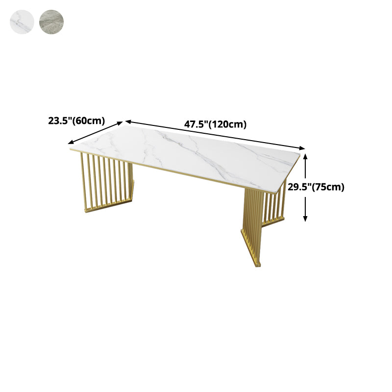 Mesa de comedor de piedra sinterizada Mesa de comedor rectangular de lujo tradicional con marco dorado