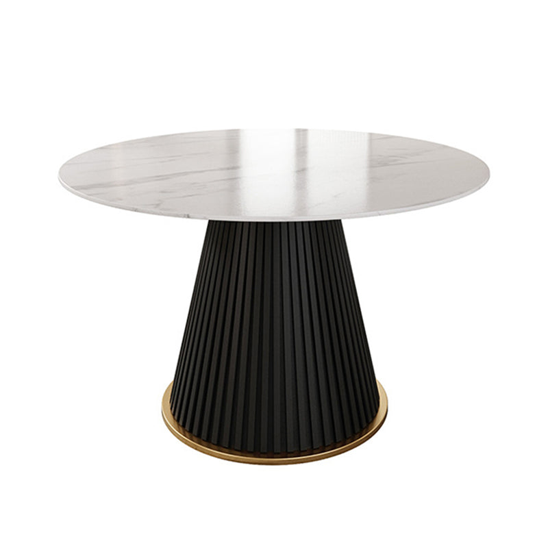 Traditional Luxury Dining Table Round Sintered Stone Pedestal Dining Table