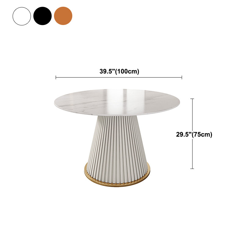 Traditional Luxury Dining Table Round Sintered Stone Pedestal Dining Table