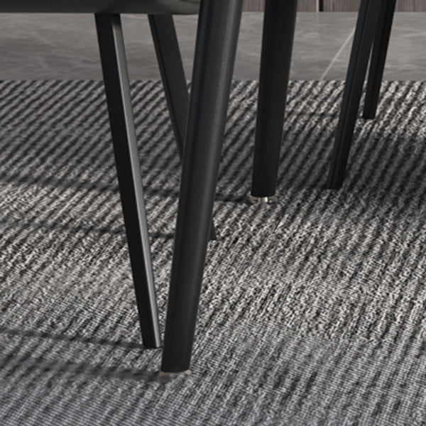 Industrial Style Dining Table Rectangle Sintered Stone 4 Legs Table with Black Frame