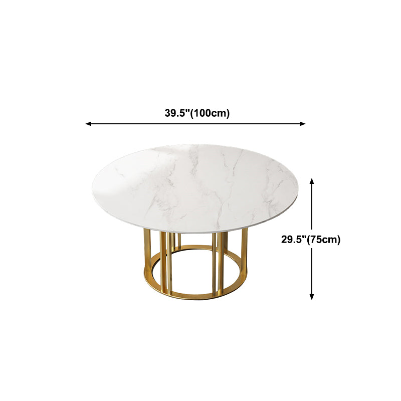 Round Sintered Stone Dining Table Traditional Luxury Dining Table with Gold Base
