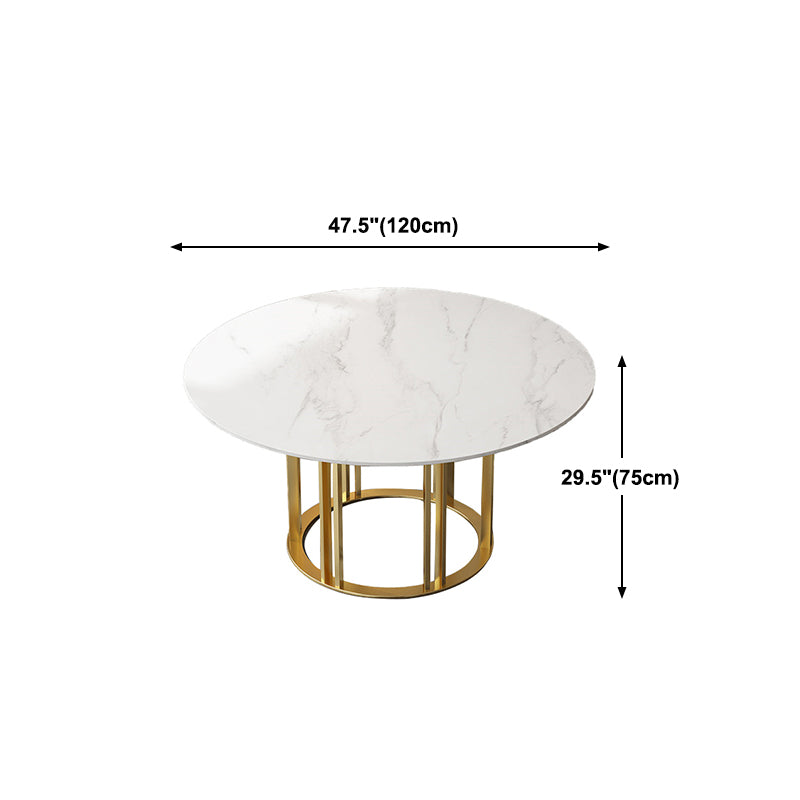 Round Sintered Stone Dining Table Traditional Luxury Dining Table with Gold Base