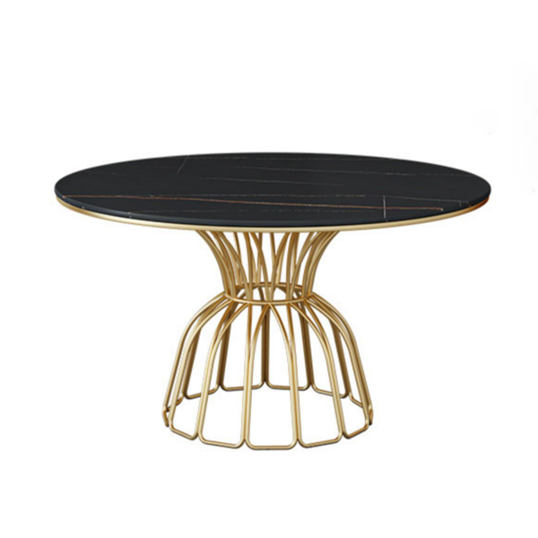 Metal Traditional Luxury Round Table Sintered Stone Top Table with Pedestal Base