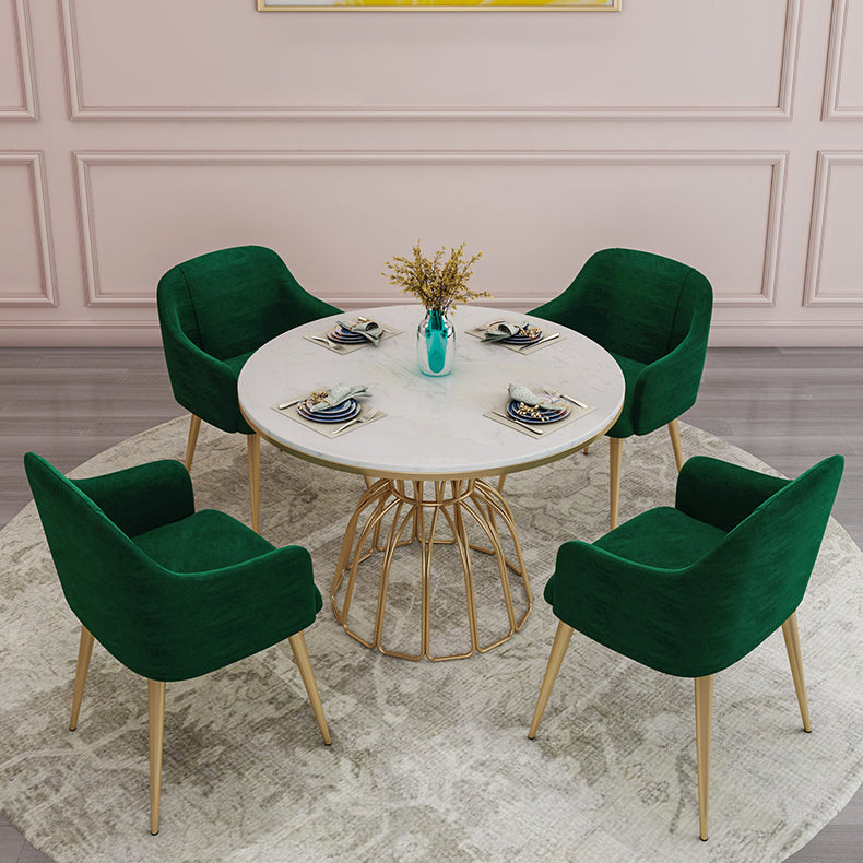 Metal Traditional Luxury Round Table Sintered Stone Top Table with Pedestal Base