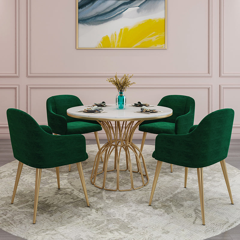 Metal Traditional Luxury Round Table Sintered Stone Top Table with Pedestal Base