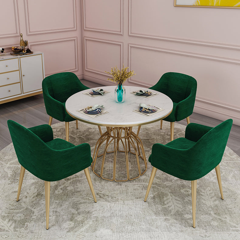 Metal Traditional Luxury Round Table Sintered Stone Top Table with Pedestal Base