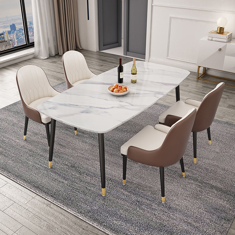 Rectangle Sintered Stone Dining Table Traditional Luxury Dining Table with 4 Legs