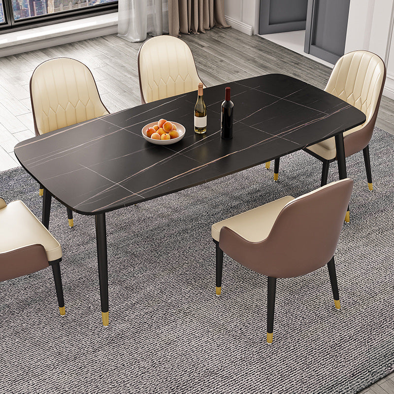Rectangle Sintered Stone Dining Table Traditional Luxury Dining Table with 4 Legs