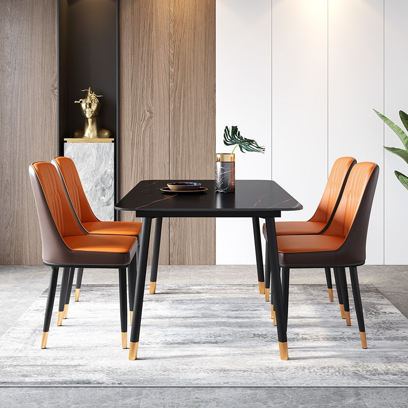 Rectangle Sintered Stone Dining Table Traditional Luxury Dining Table with Black Frame