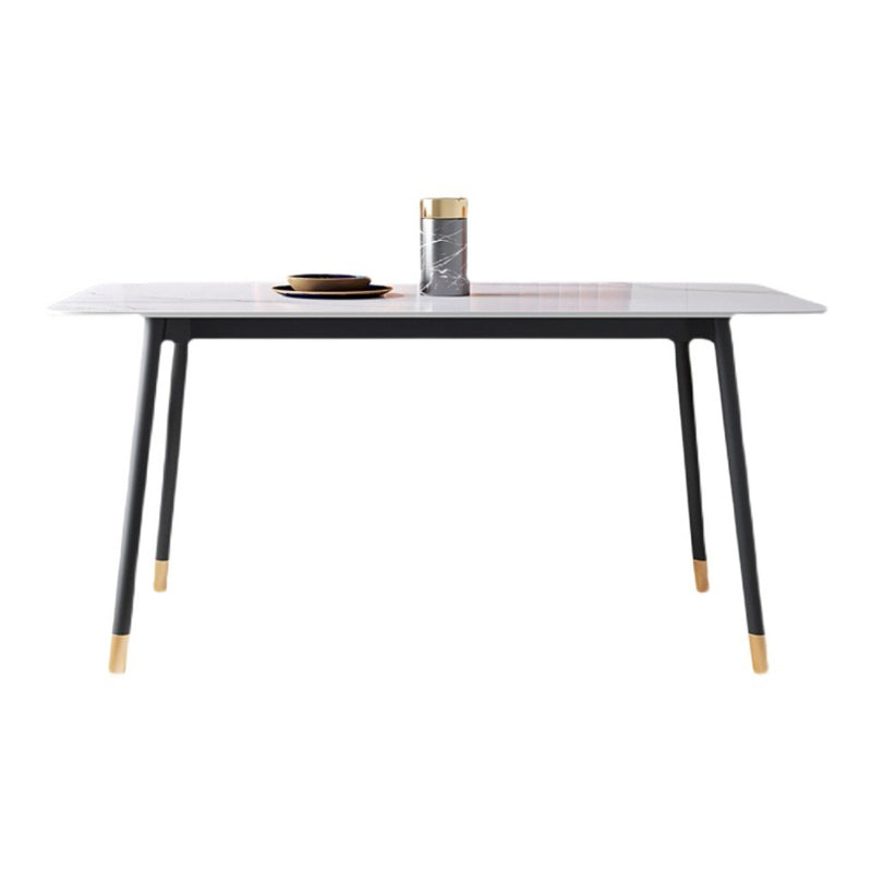 Rectangle Sintered Stone Dining Table Traditional Luxury Dining Table with Black Frame