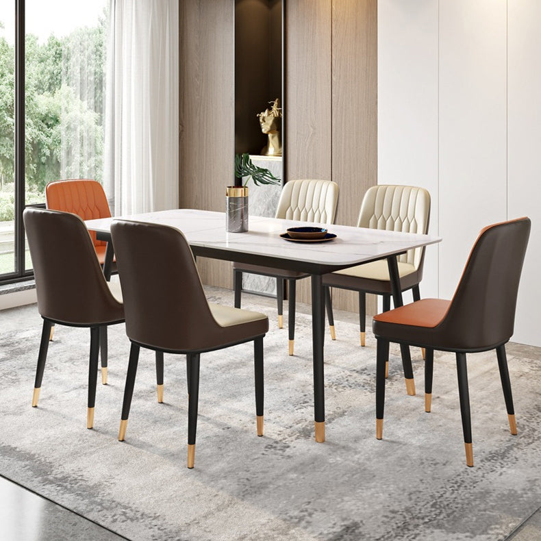 Rectangle Sintered Stone Dining Table Traditional Luxury Dining Table with Black Frame