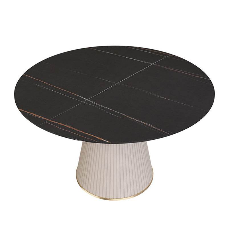 Modern Round Dining Table Stone Top Table with Pedestal Base