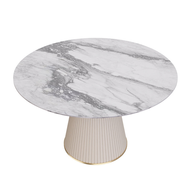 Modern Round Dining Table Stone Top Table with Pedestal Base