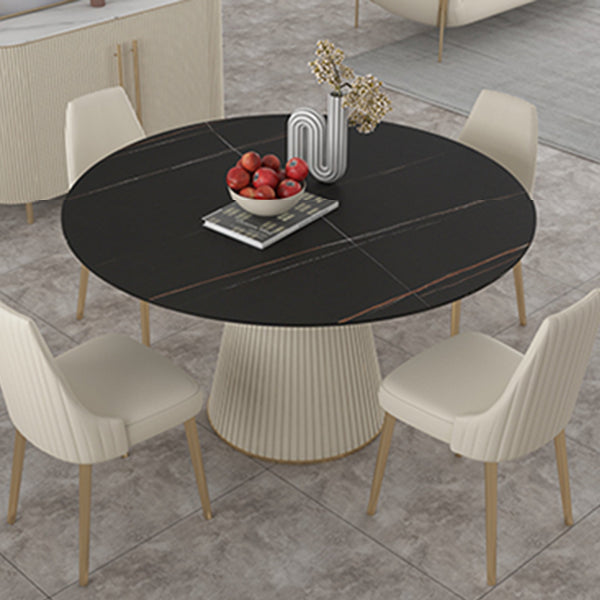 Modern Round Dining Table Stone Top Table with Pedestal Base