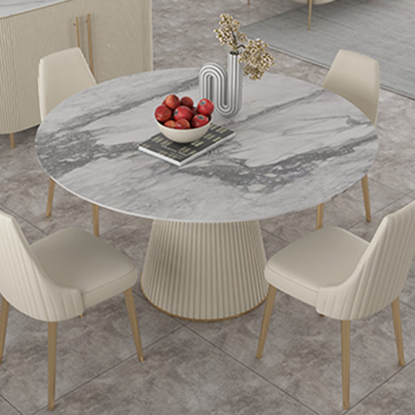 Modern Round Dining Table Stone Top Table with Pedestal Base
