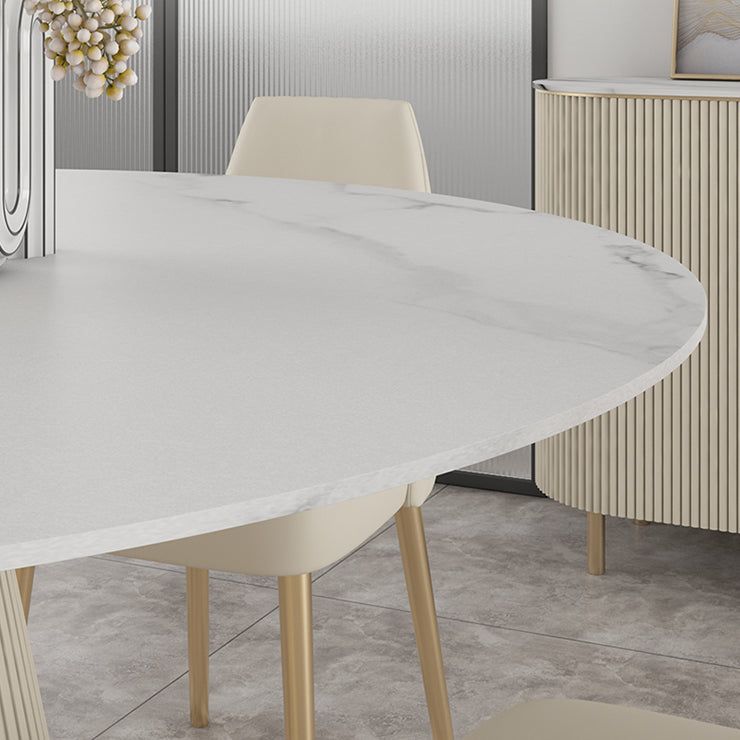 Modern Round Dining Table Stone Top Table with Pedestal Base