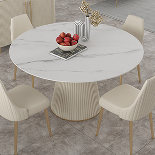 Modern Round Dining Table Stone Top Table with Pedestal Base